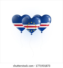 Heart shaped balloons with colors and flag of CAPE VERDE vector illustration design. 