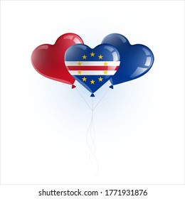 Heart shaped balloons with colors and flag of CAPE VERDE vector illustration design.