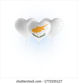Heart shaped balloons with colors and flag of CYPRUS vector illustration design. 