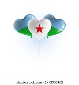 Heart shaped balloons with colors and flag of DJIBOUTI vector illustration design. 