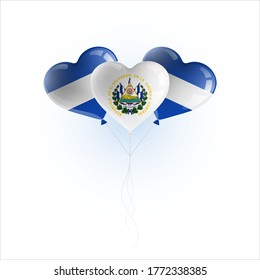 Heart shaped balloons with colors and flag of EL SALVADOR vector illustration design.