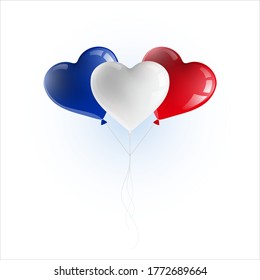 Heart shaped balloons with colors and flag of FRANCE vector illustration design.