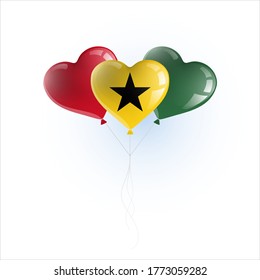 Heart shaped balloons with colors and flag of GHANA vector illustration design. 