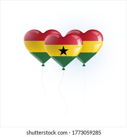 Heart shaped balloons with colors and flag of GHANA vector illustration design. 
