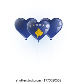 Heart shaped balloons with colors and flag of KOSOVO vector illustration design. 