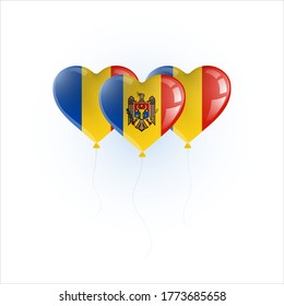 Heart shaped balloons with colors and flag of MOLDOVA vector illustration design.