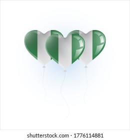 Heart shaped balloons with colors and flag of NIGERIA vector illustration design. 