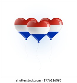 Heart shaped balloons with colors and flag of NETHERLANDS vector illustration design.