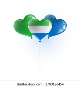 Heart shaped balloons with colors and flag of SIERRA LEONE vector illustration design.