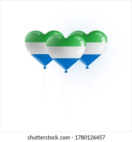 Heart shaped balloons with colors and flag of SIERRA LEONE vector illustration design.