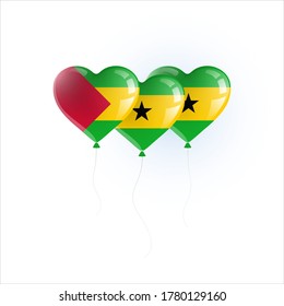Heart shaped balloons with colors and flag of SAO TOME AND PRINCIPE vector illustration design. 
