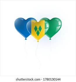 Heart shaped balloons with colors and flag of SAINT VINCENT AND THE GRENADINES vector illustration design. 