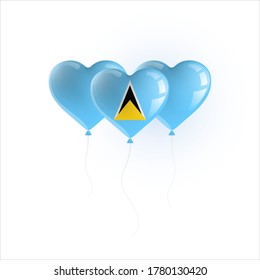 Heart shaped balloons with colors and flag of SAINT LUCIA vector illustration design.