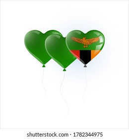 Heart shaped balloons with colors and flag of ZAMBIA vector illustration design. 