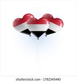 Heart shaped balloons with colors and flag of YEMEN vector illustration design. 