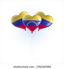 Heart shaped balloons with colors and flag of VENEZUELA vector illustration design.