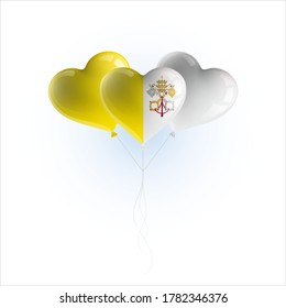 Heart shaped balloons with colors and flag of VATICAN vector illustration design.