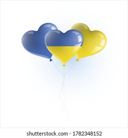 Heart shaped balloons with colors and flag of UKRAINE vector illustration design.