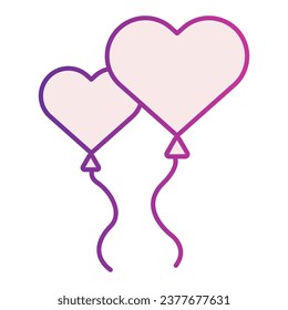 Heart shaped balloons fliat icon. Balloons in the shape of heart illustration isolated on white. Two heart love balloon gradient style design, designed for web and app. Eps 10