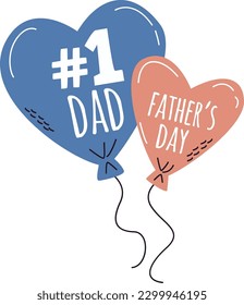 heart shaped balloons. happy father's day Design . Vector illustration. Father's Day  