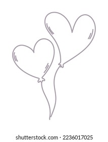globos con forma de corazón icono plano aislado