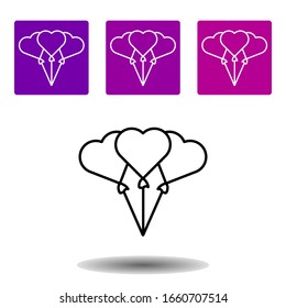 heart shaped balloons icon. Simple outline vector of Love purple set for UI and UX, website or mobile application