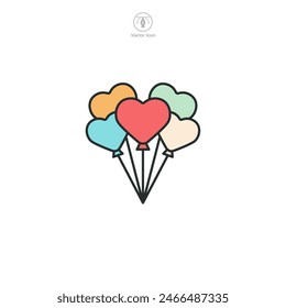 Heart shaped Balloons Icon symbol vector illustration isolated on white background
