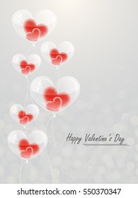 Heart Shaped Balloons for Valentine Special Vector Illustration with Red Puff Hearts.
