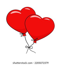 Heart shaped balloons. Valentine's day. Vector illustration. Cartoon