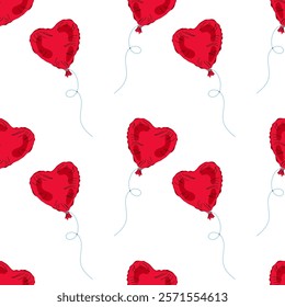 Heart shaped balloons. Valentine's Day. Seamless pattern for textile, wrapping paper, background.