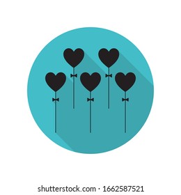 Heart shaped balls long shadow icon. Simple glyph, flat vector of arrow icons for ui and ux, website or mobile application