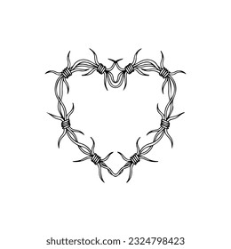 heart shaped barbed wire vector illustration