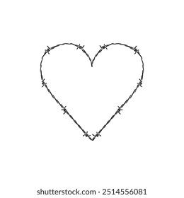 Alambre de púas en forma de corazón. Diseño de icono de Vector.