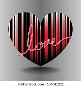 Heart shaped with barcode, Vector graphic
