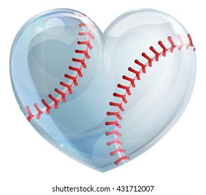 A heart shaped baseball ball concept for a love of the game of baseball