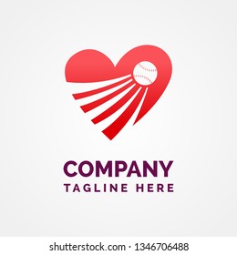 Heart Shaped Baseball Competition Logo Template