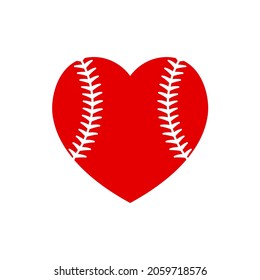 Heart shaped baseball glyph icon. Clipart image isolated on white background