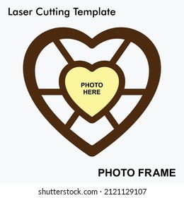 Heart Shaped beautiful Frame Laser cut photo frame with 1 photo. Creative and beautiful frame suitable for Home and Room Decor. Laser cut photo frame template design for mdf and acrylic cutting.