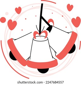 heart shaped bells Vector Icon Design, Valentines Day Symbol, Love and Romance Sign, Friendship and Love sickness stock illustration, listening to heart sounds concept