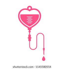 Heart shaped blood bag vector icon illustration isolated on white background