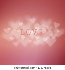 Heart shaped bokeh background illustration for web page, brochure, textbox - pink version
