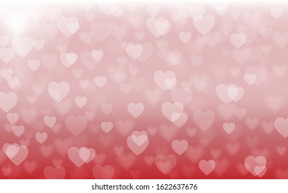 Heart shaped bokeh on a gradient background