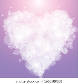 Heart shaped bokeh Pink background, valentines day vector and love