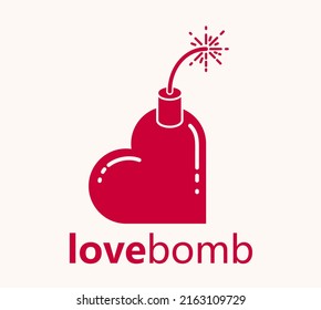 Herzförmige Bombe Vektorsymbol oder Logo, Bombe in einer Form von Herz-gefährlichen Gefühlen Konzept.