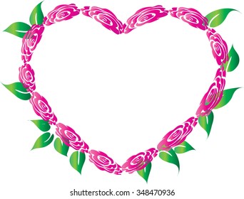 heart shaped border with roses