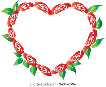 heart shaped border with roses