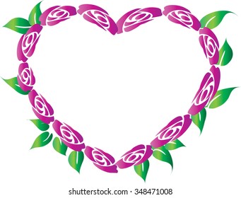 heart shaped border with roses