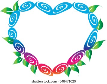 heart shaped border with roses