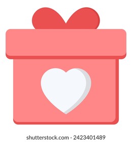 Herzförmige Box mit Bogen und Herzen. Valentinstag Concept Illustration mit Geschenkbox und Herzsymbol für Werbung und Promotion. 