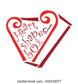 heart shaped box calligraphic text in curly heart symbol box romance vector illustration